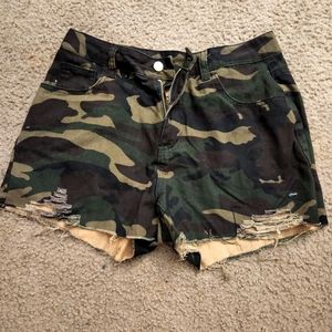 SHEIN large,  camouflage,  raw hem